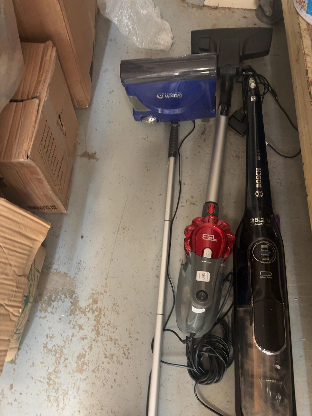 Lot 360: A Trio of Floor Cleaning Appliances Including Bosch Athlet, EGL and Gtech Models