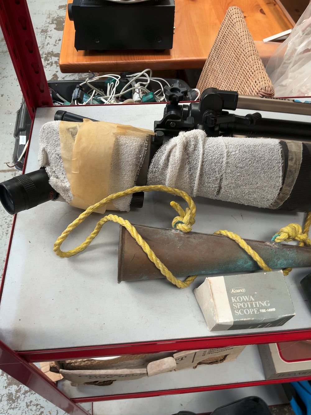 Lot 383: An Assortment of Optical Equipment including a Kowa Spotting Scope and Velbon Tripod