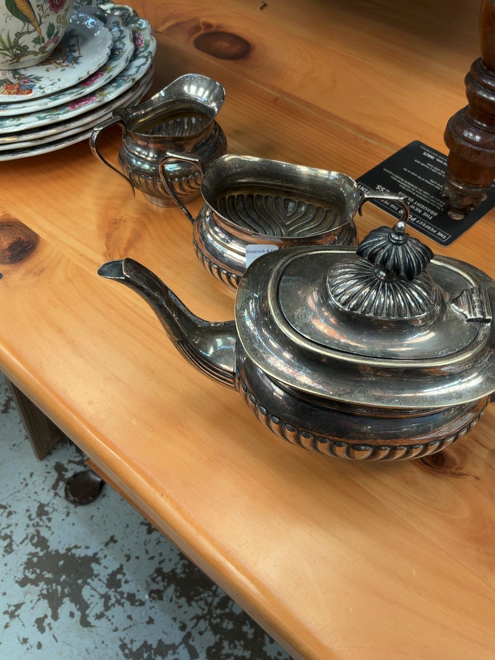 Lot 393: An Assortment of Silver-plated Tea Wares, Commemorative and Floral Ceramics