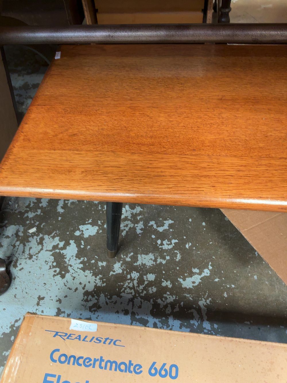 Lot 397: Mid-Century Modern Teak-Finished Coffee Table with Tapered Legs