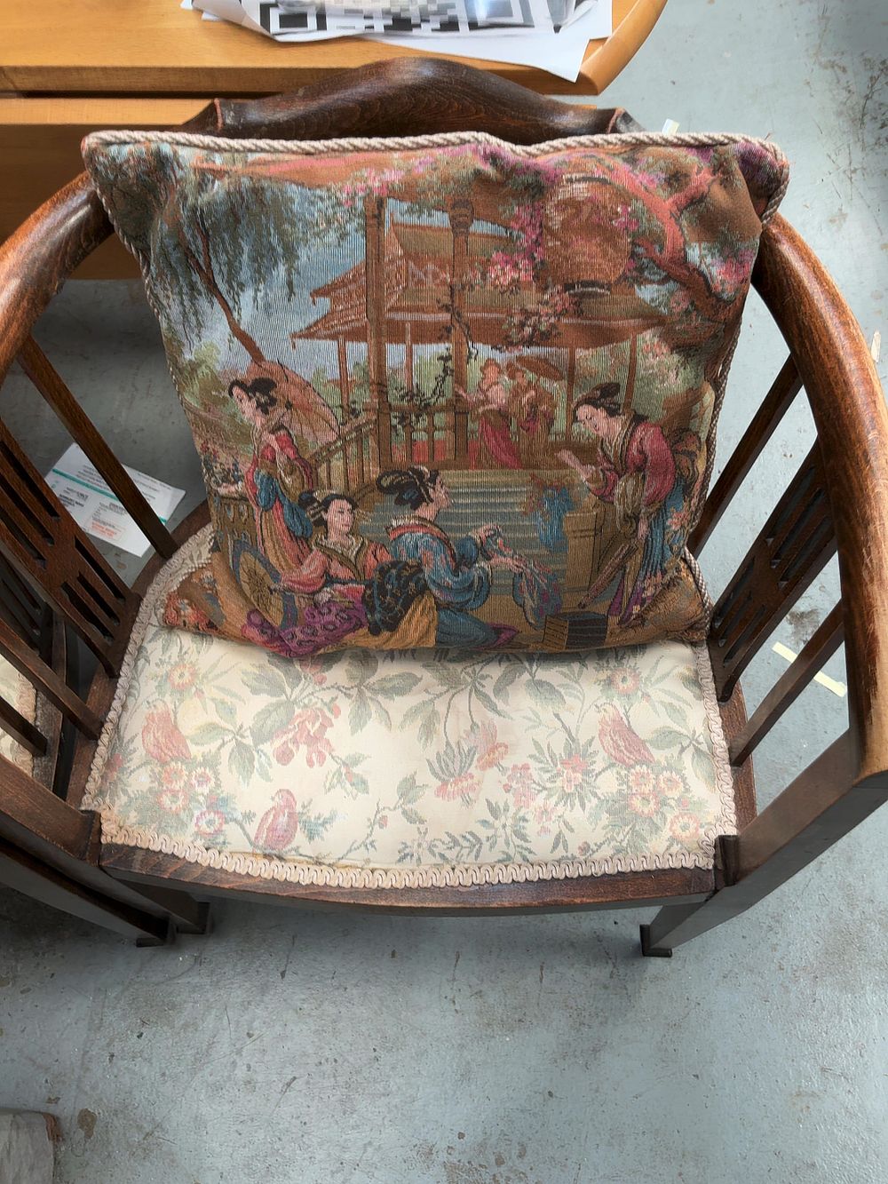 Lot 406: Three Edwardian Sheraton Revival Stained Hardwood Tub Armchairs