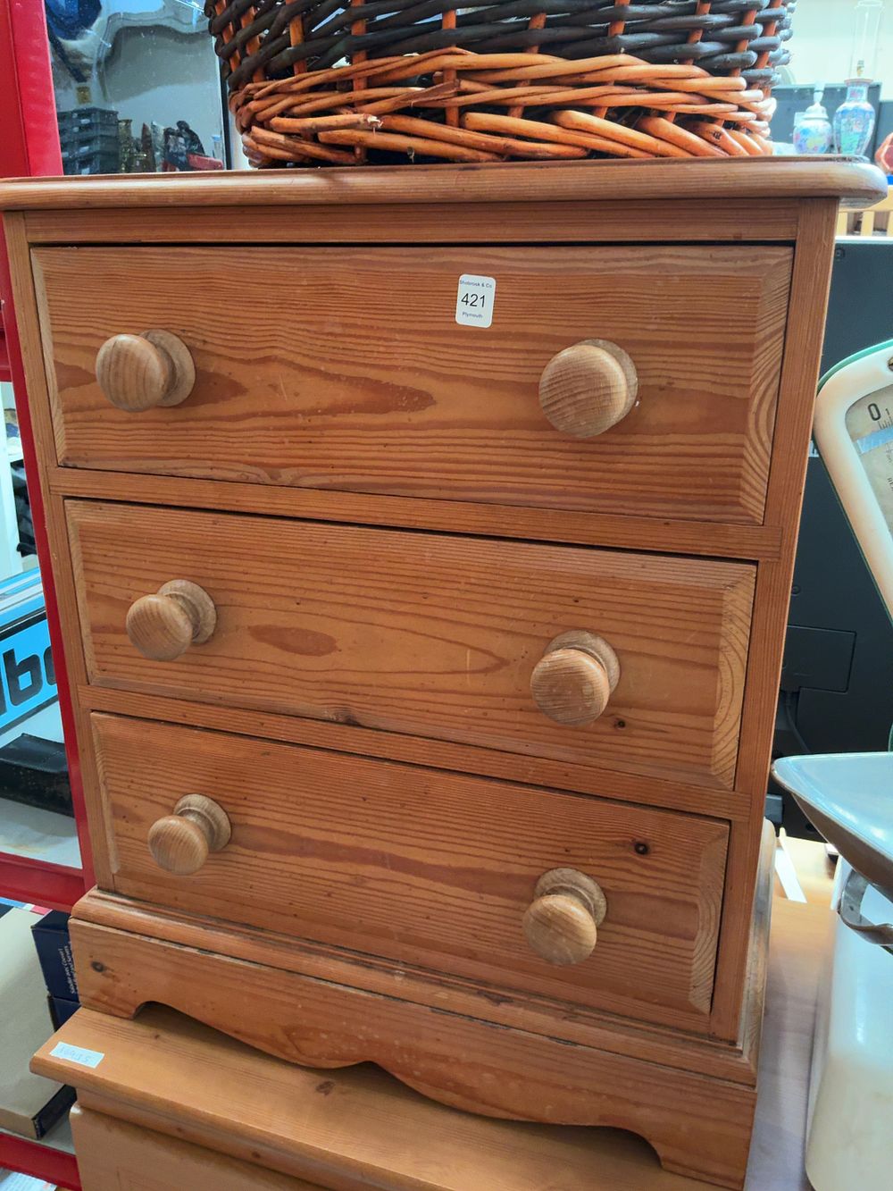 Lot 421: A Late 20th Century Victorian Style Pine Three Drawer Chest