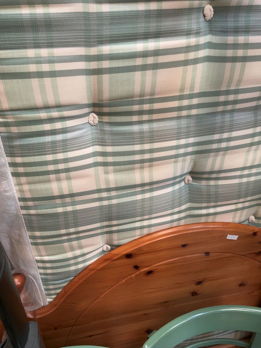 Lot 427: Mattress and a pine headboard