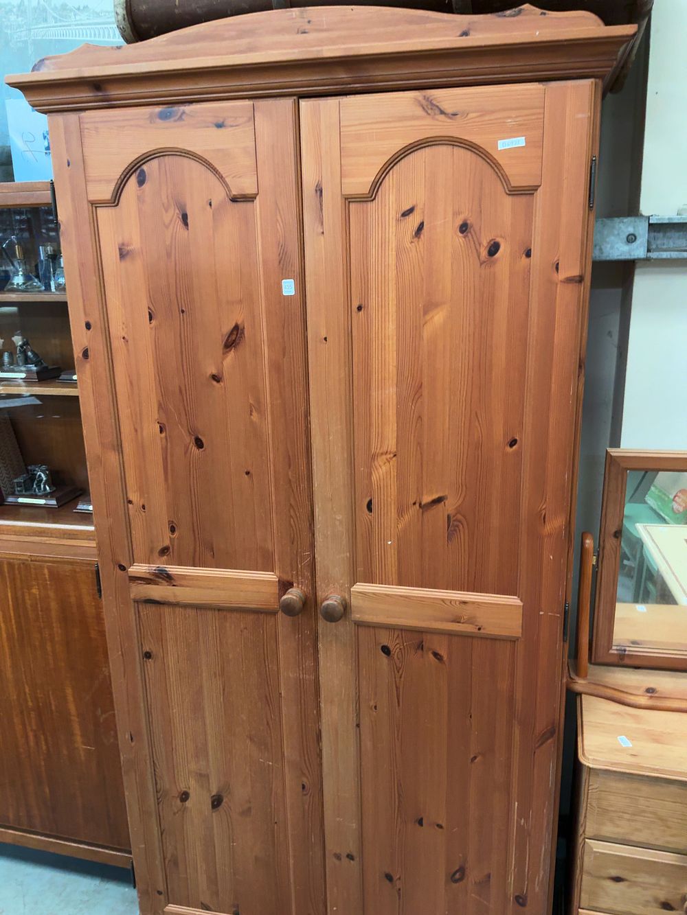 Lot 435: Late 20th Century Solid Pine Double Wardrobe