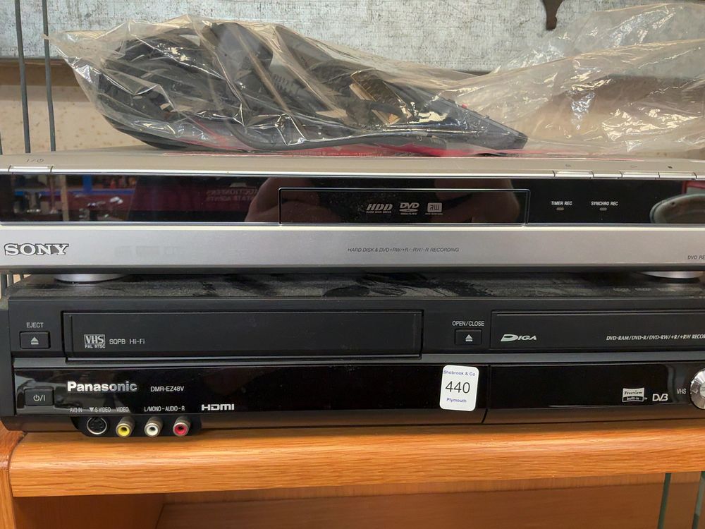 Lot 440: Two Home Recording Devices comprising a Panasonic DMR-EZ48V DVD/VHS Recorder and a Sony RDR-HXD860 HDD/DVD Recorder