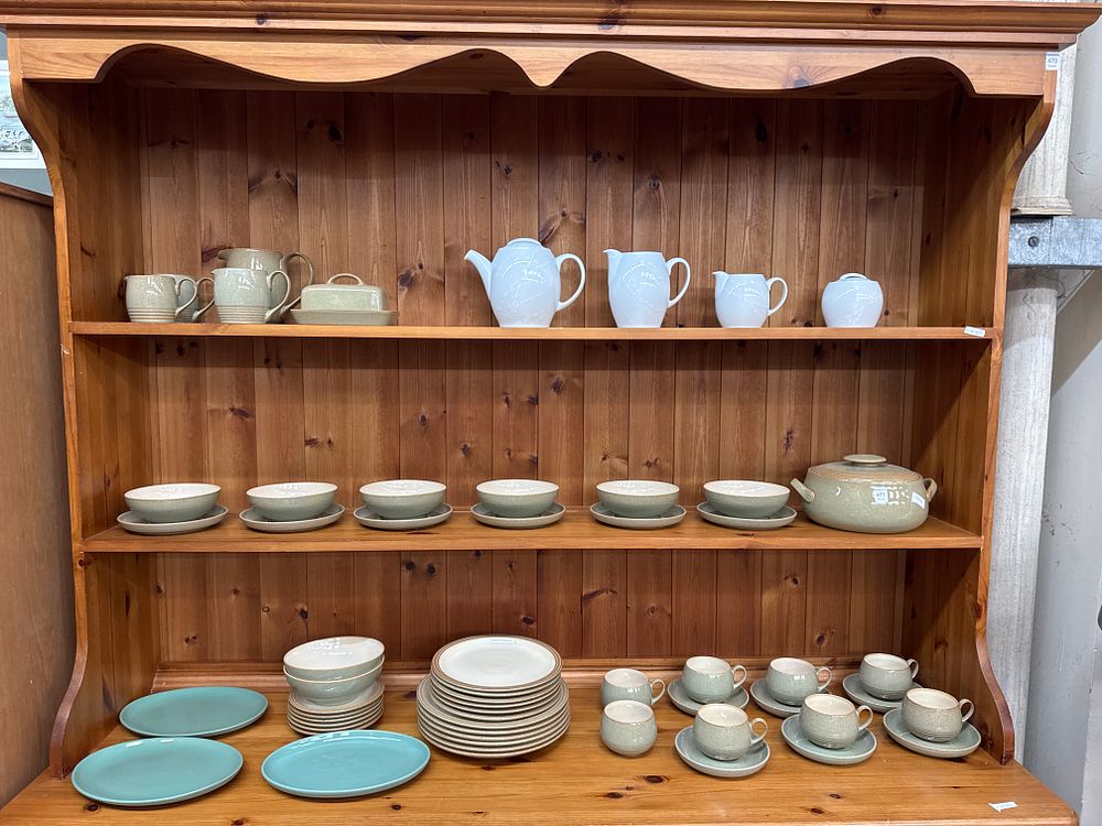 Lot 471: A Large Collection of Denby Regency Green Stoneware and Pussy Willow Ceramic Tableware