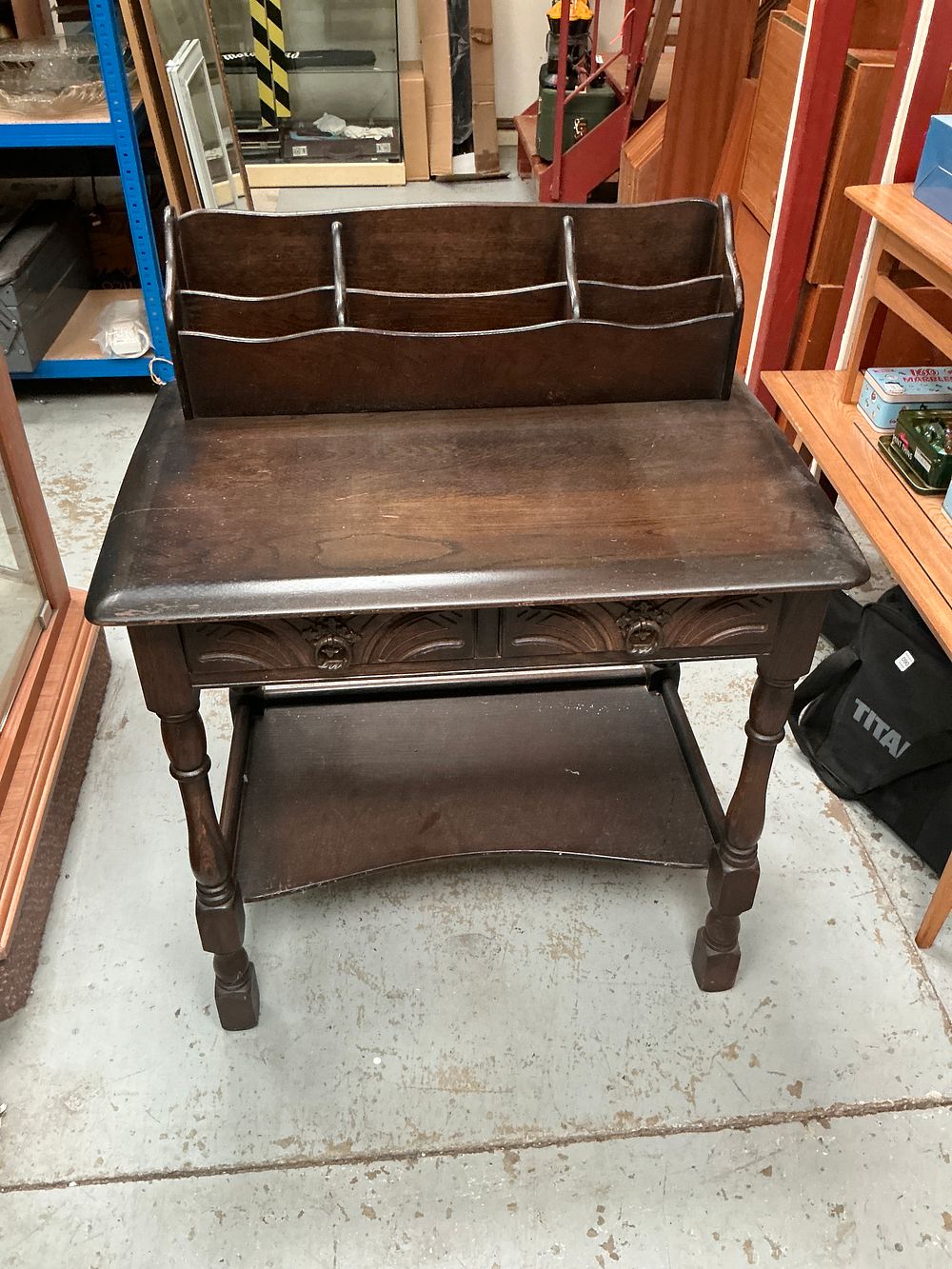 Lot 303: Jacobean Revival Oak Hall or Telephone Table