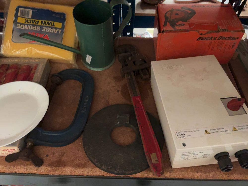 Lot 209: An Assortment of Workshop Tools and Electrical Equipment including Record and Footprint