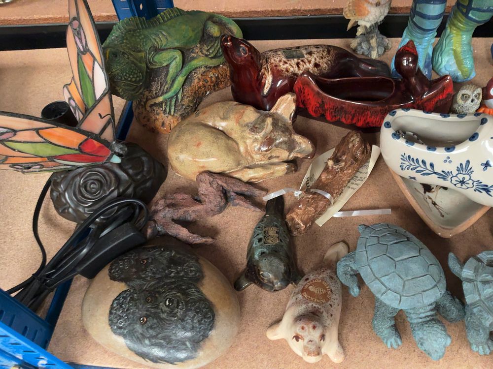 Lot 213: A Large Collection of Ceramic and Resin Animal Figurines, Novelty Items, and Commemoratives