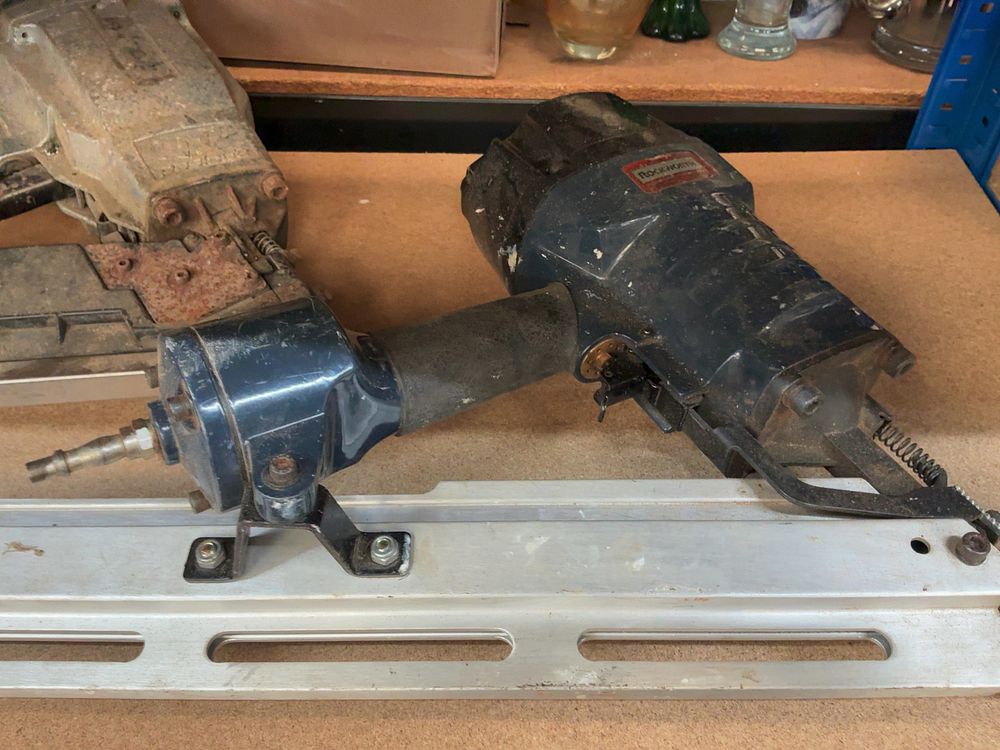 Lot 225: Two Pneumatic Framing Nailers including a Rockworth Model 2034