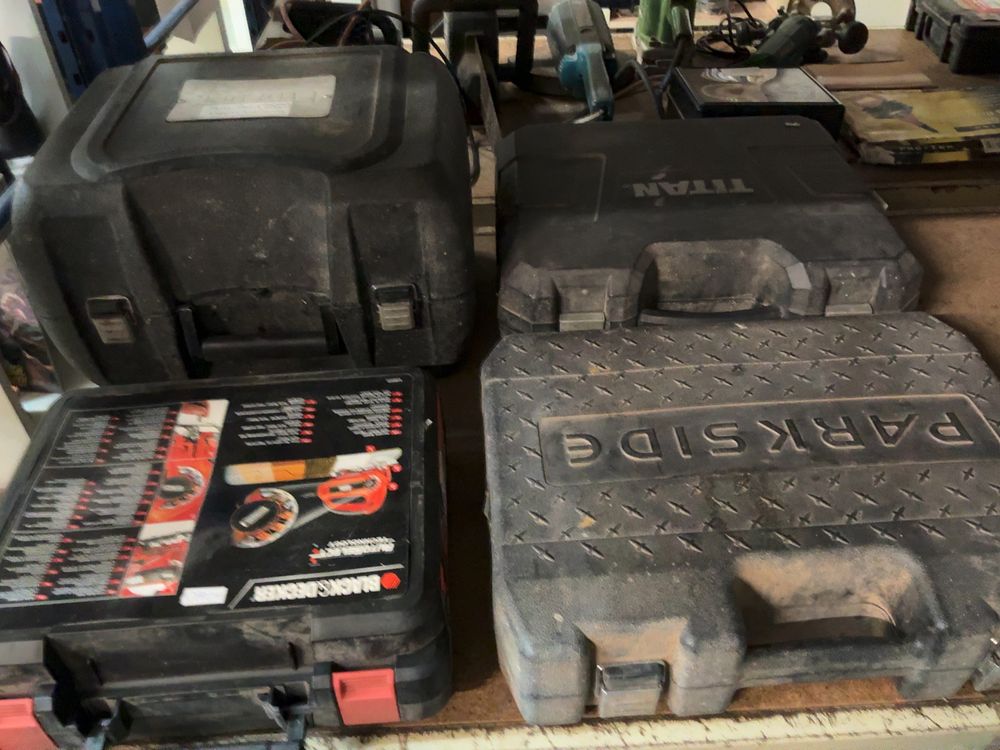 Lot 247: An Assortment of Power Tools including Erbauer, Titan, Black & Decker, and Parkside