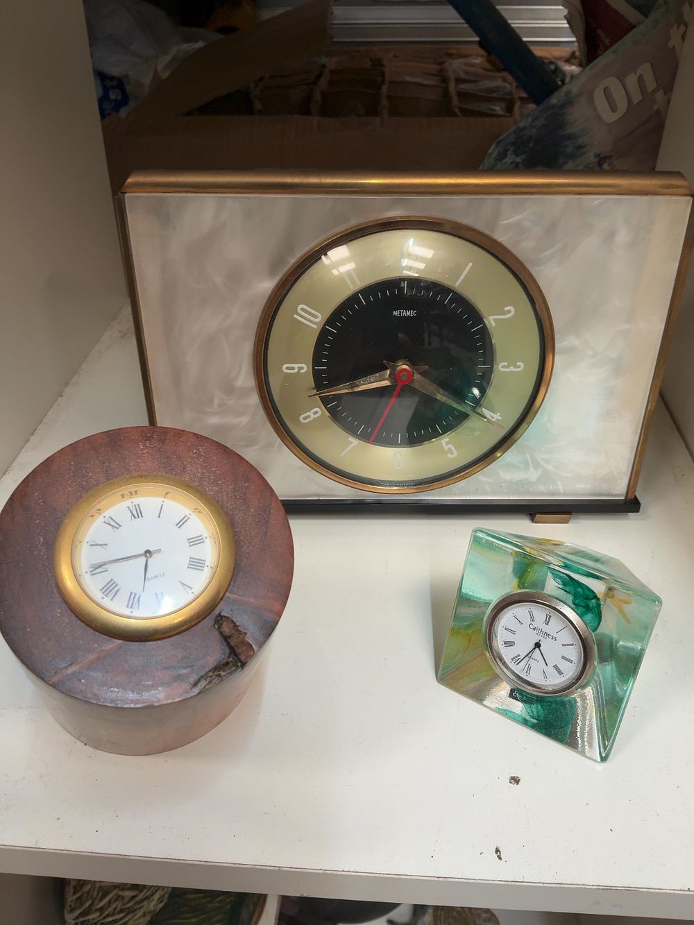 Lot 267: A Trio of 20th-Century Mantel and Desk Clocks including Metamec and Caithness Glass