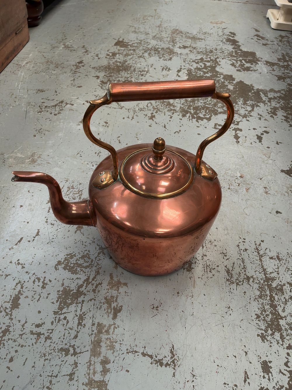Lot 305: A Large Victorian Style Copper and Brass Tea Kettle