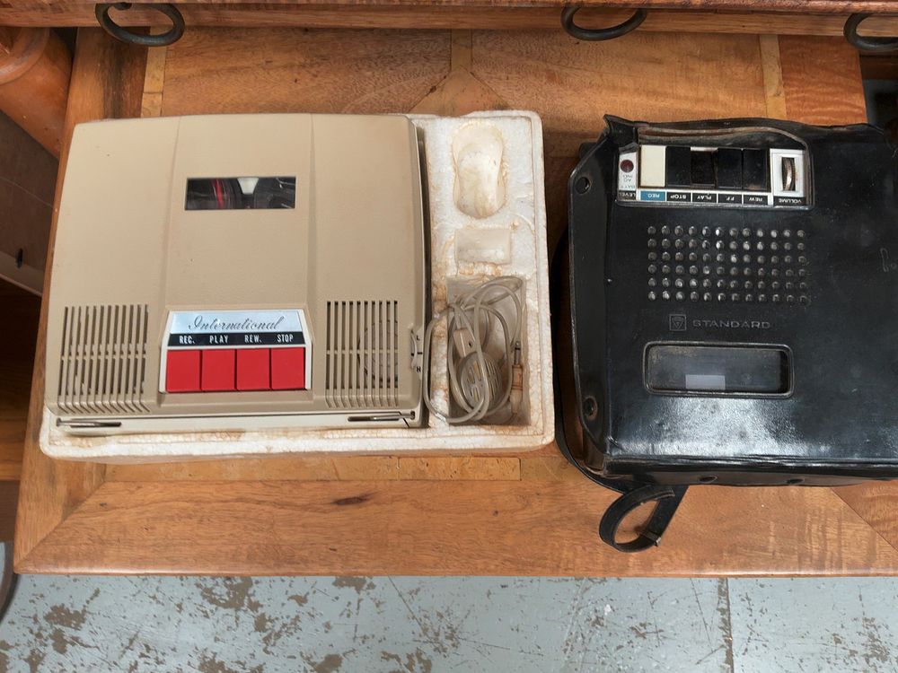 Lot 314: Two Vintage Portable Tape Recorders Including International Model TC-408 Reel-to-Reel and Standard Astroline Model SR-T112E Cassette Recorder