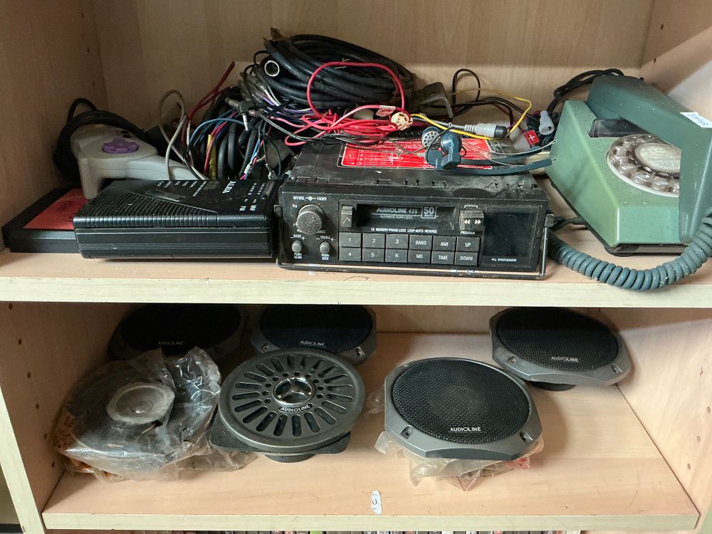 Lot 337: An Assortment of Vintage Car Audio Equipment, Portable Electronics, and Telephony
