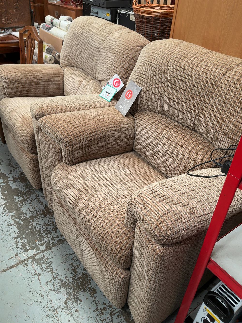 Lot 357: A Pair of G Plan Chloe Fabric Power Recliner Armchairs