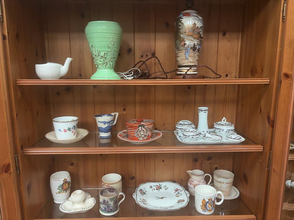 Lot 412: An Assortment of Vintage and Antique British and Oriental Ceramics including Burleigh Ware and Commemorative Items