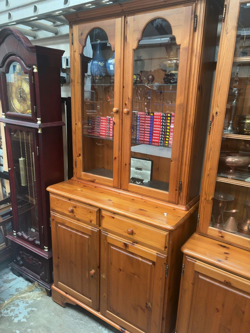 Lot 419: A late 20th-century two-piece pine glazed unit