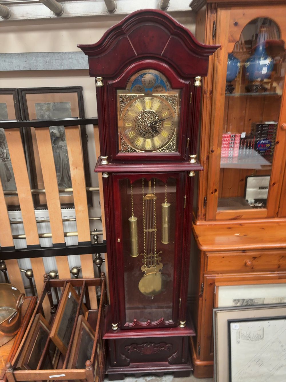 Lot 421: A late 20th-century mahogany-stained modern grandfather clock