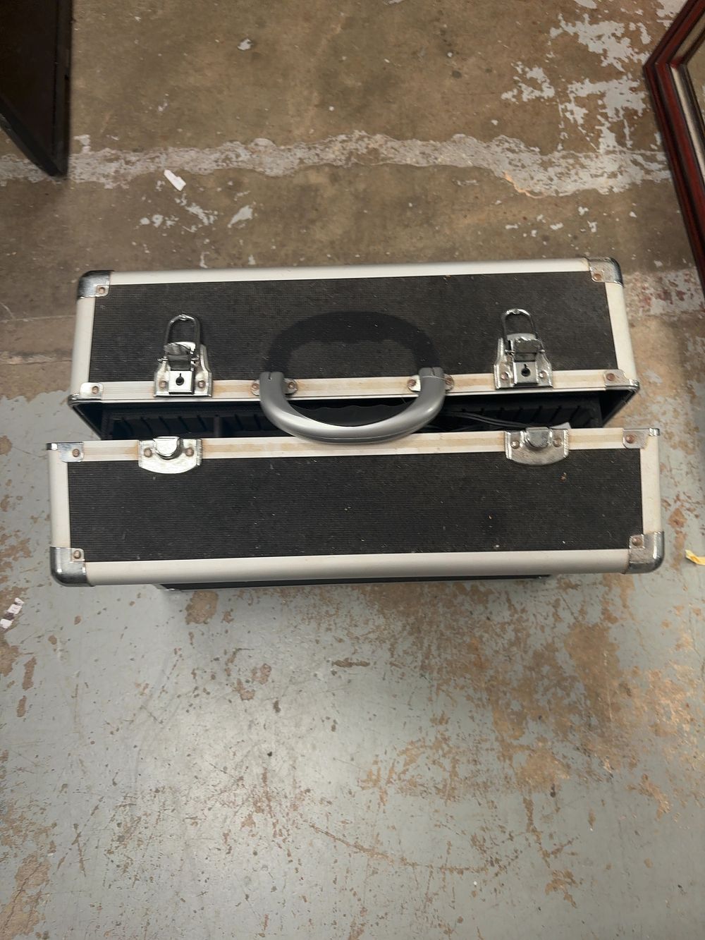 Lot 431: A Black Hardshell Cantilever Storage Case and a Collection of Electronic Accessories