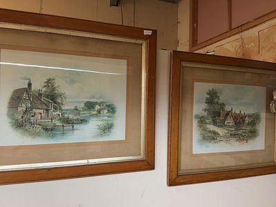 A Pair of Late 19th or Early 20th Century English School Rural Landscape prints. This pair of 
