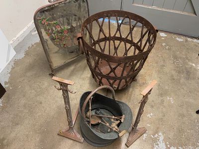 A Collection of Antique and Vintage Metalware Fireplace Accessories. This assortment of 