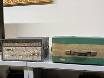 Two Vintage Portable Record Players, Dansette Popular and Philips Disc-jockey Major. This lot 