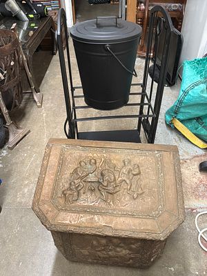 Two Fireplace Items comprising a Victorian Dutch Style Repousse Brass Coal Box and a 