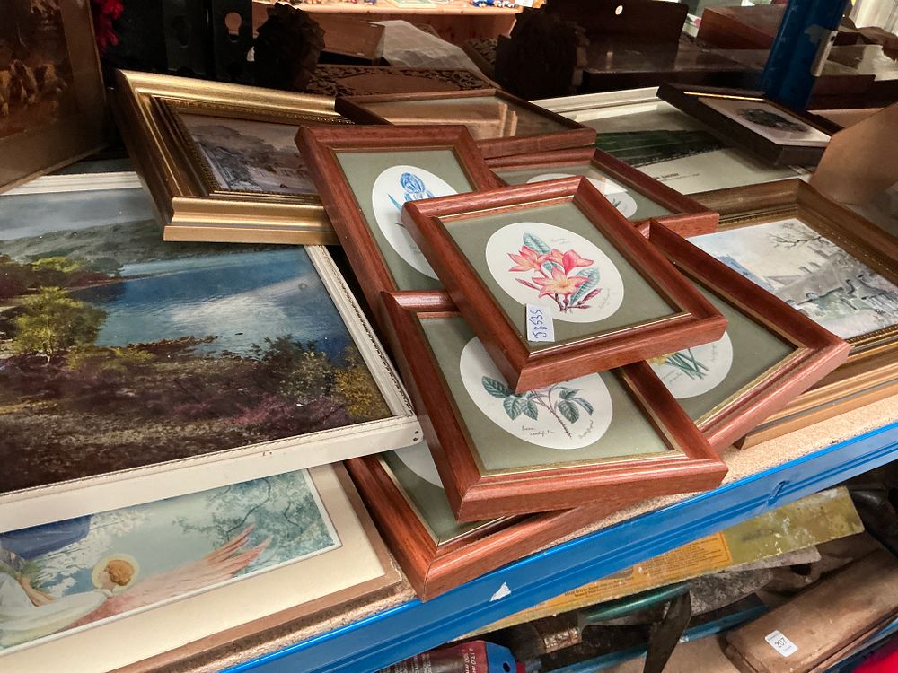 Lot 211: Prue (20th Century), Profile Sketch of a Woman, and an Assortment of Framed Prints including Margaret Tarrant