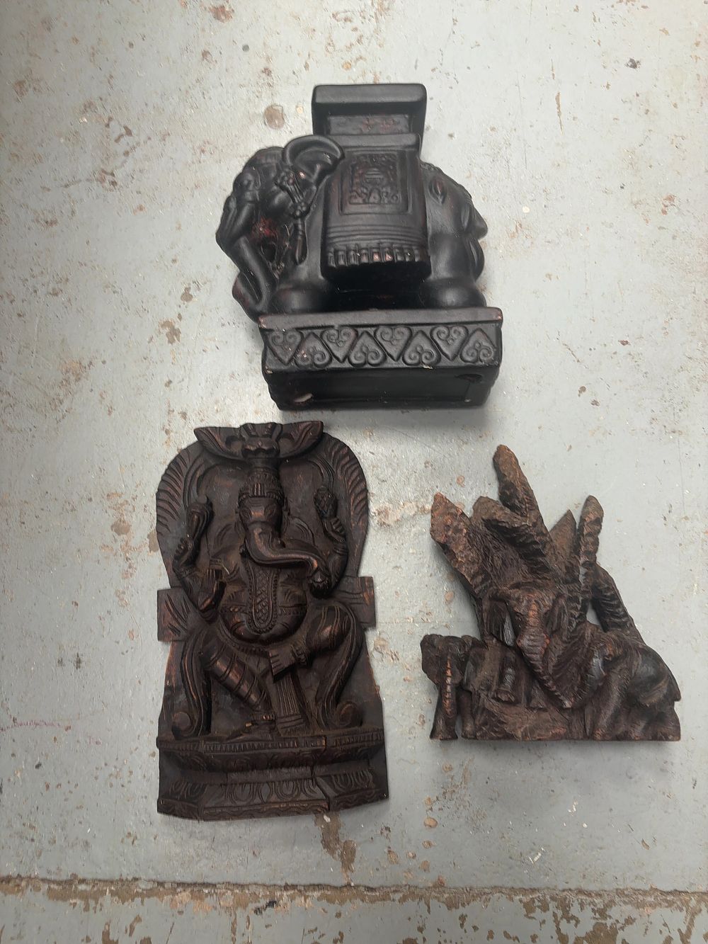 Lot 241: A Trio of Indian and South Asian Decorative Elephant and Religious Figures