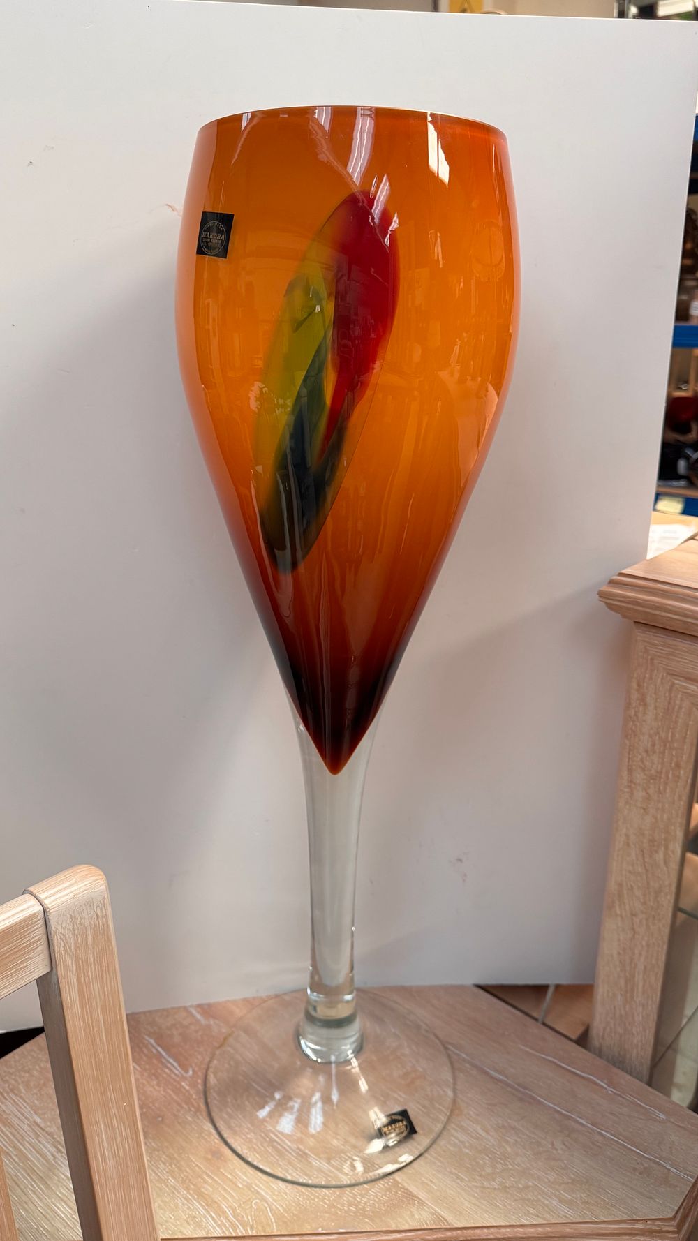 Lot 295: A Large Makora Krosno Hand Blown Polychrome Art Glass Vase