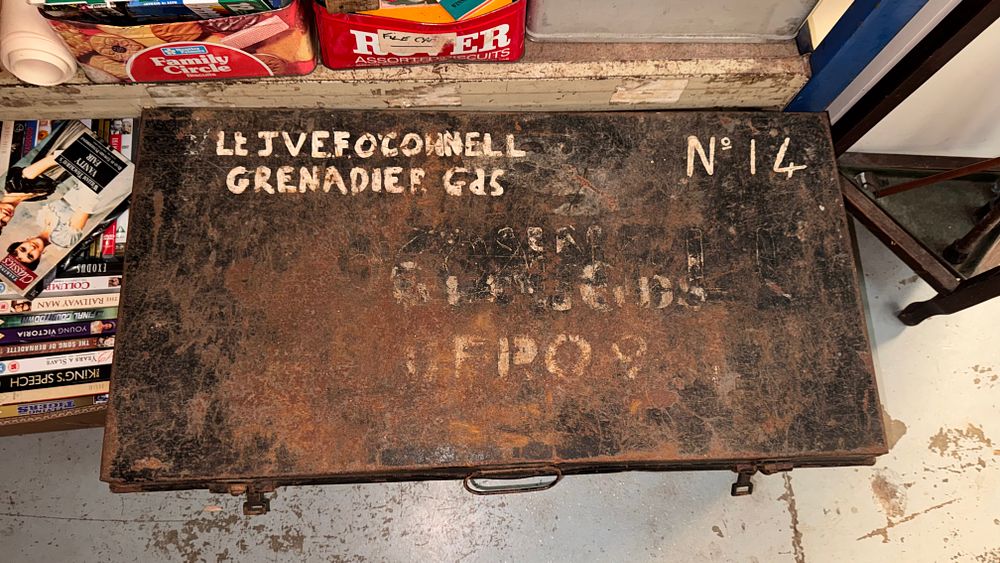 Lot 313: A Second World War British Officer's Campaign Trunk, Grenadier Guards, Lieutenant J. V. E. O'Connell