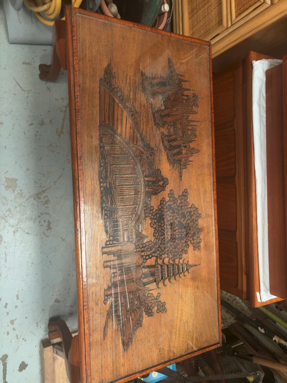Lot 354: Mid-20th Century Chinoiserie Style Carved Hardwood Coffee Table