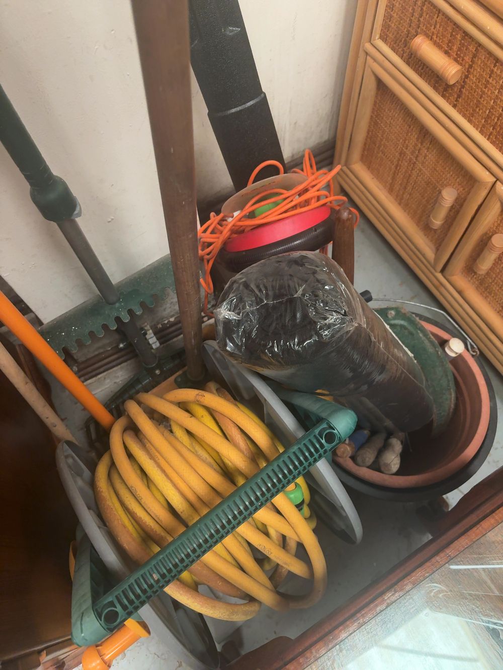 Lot 358: A Collection of Garden Maintenance Equipment and Tools including Hose Reel and Power Tools