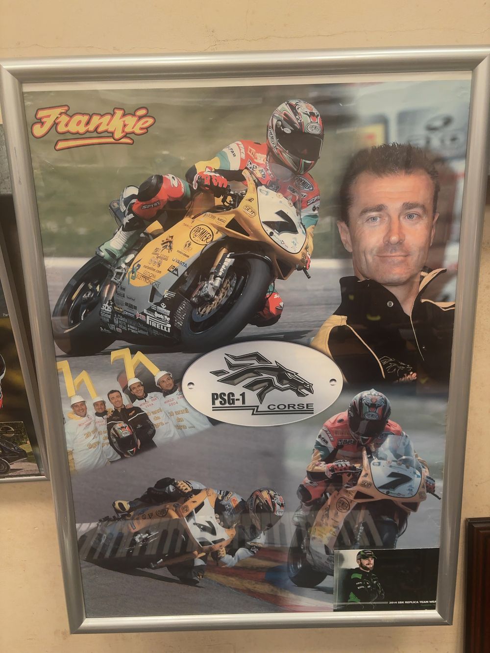 Lot 364: A Pair of Framed World Superbike Championship Racing Posters Featuring Frankie Chili and Aruba.it Ducati Team