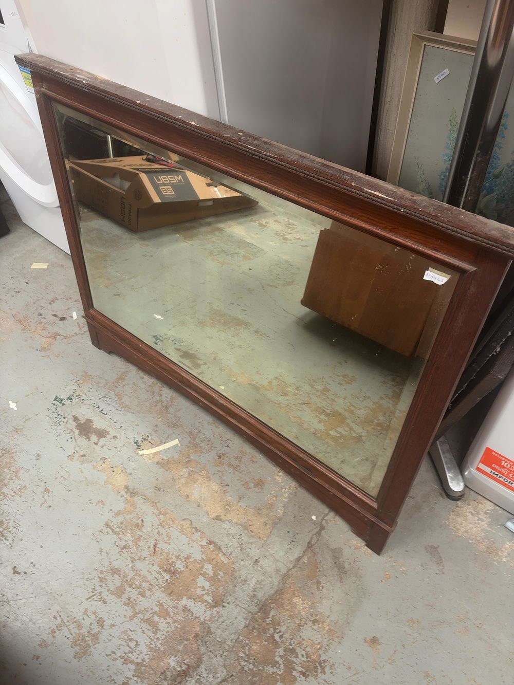 Lot 381: A Late Victorian or Edwardian Wood Framed Overmantle Mirror and an Assortment of Framed Prints and Wall Decor