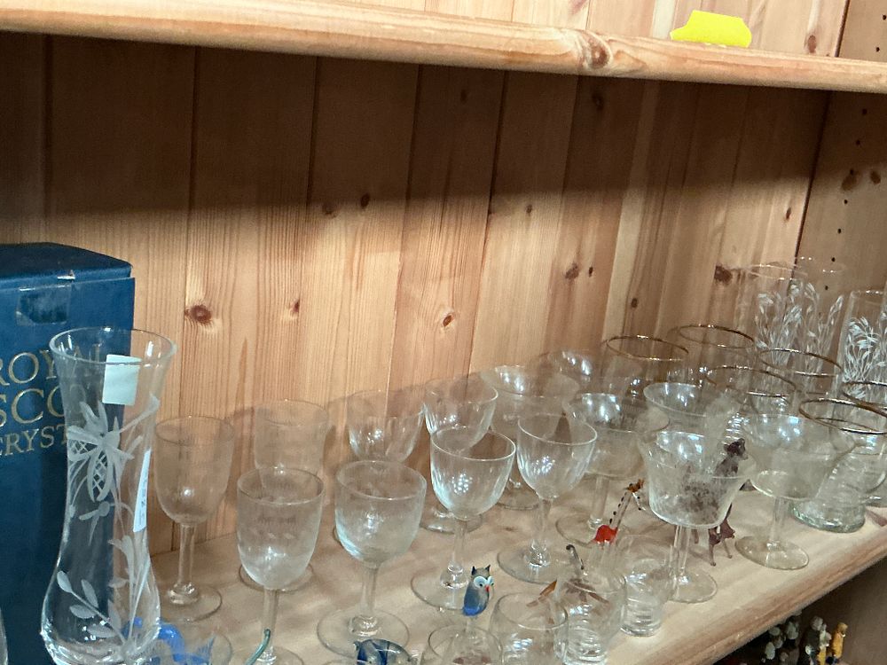 Lot 101: A Collection of Assorted Glassware and Miniature Figurines including Royal Scot Crystal