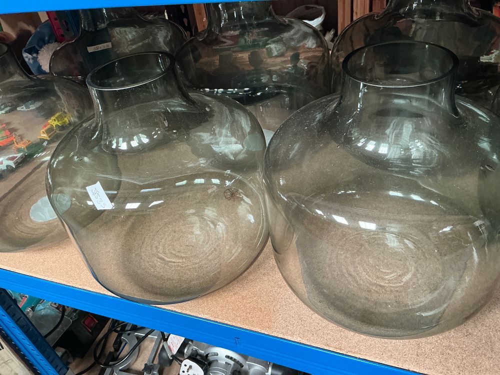 Lot 215: A Collection of Large Contemporary Smoky-Grey Mari Glass Vases