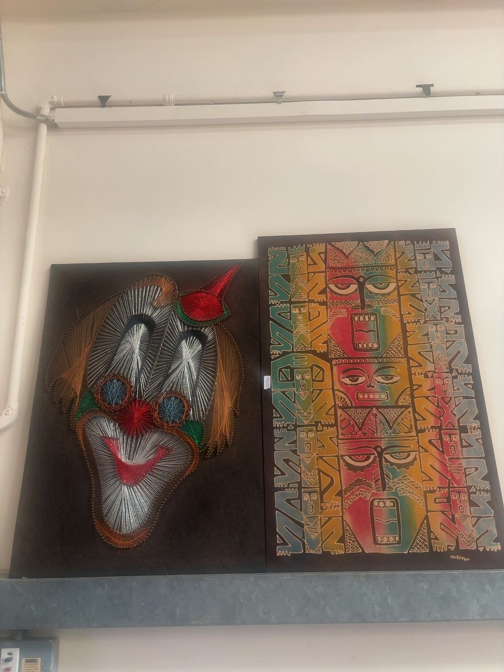 Lot 405: MurJoko and Anonymous, Two Mid-to-Late 20th Century Artworks comprising a Batik Textile Panel and a String Art Composition (Signed)