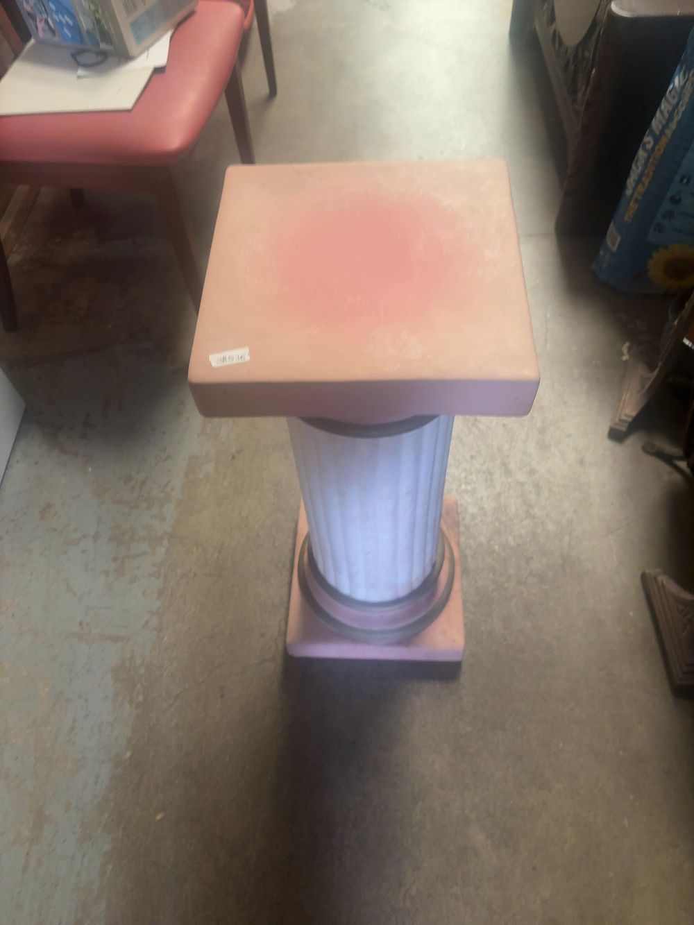 Lot 409: Neoclassical Style Fluted Column Pedestal in Pink and White