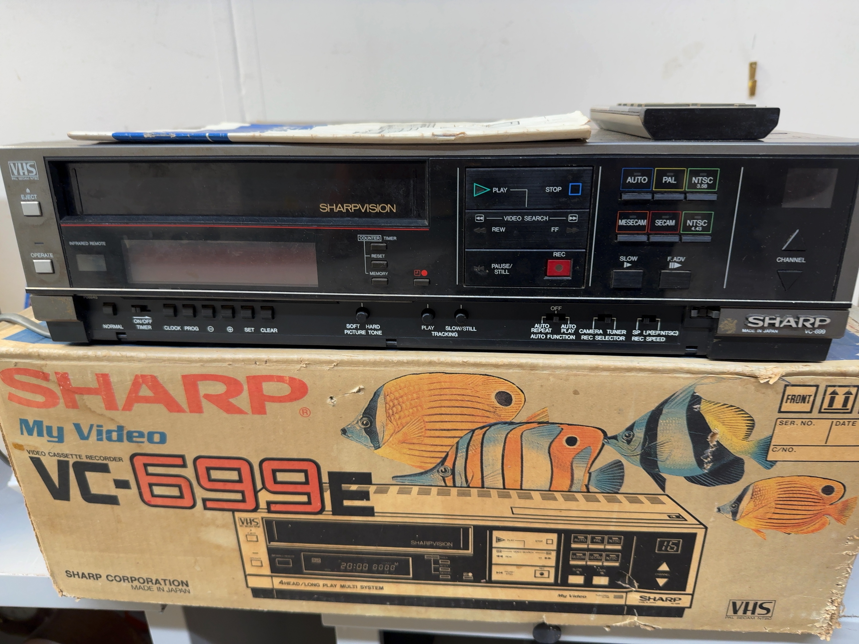 Sharp VC-699E Multi-System VHS Video Cassette Recorder with Original Box and Remote