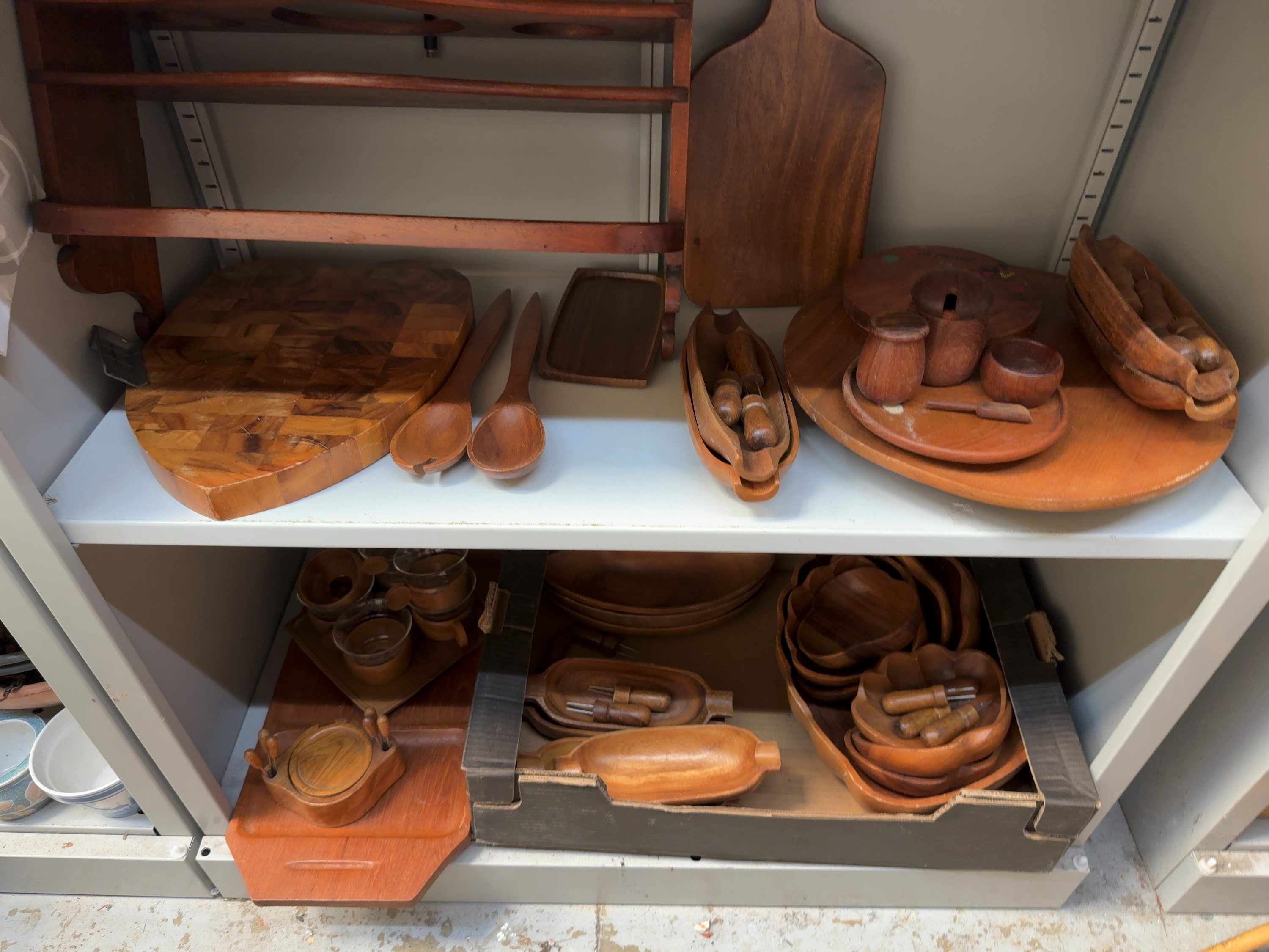 An Assortment of Mid-Century Modern Wooden Kitchenware and Serving Items