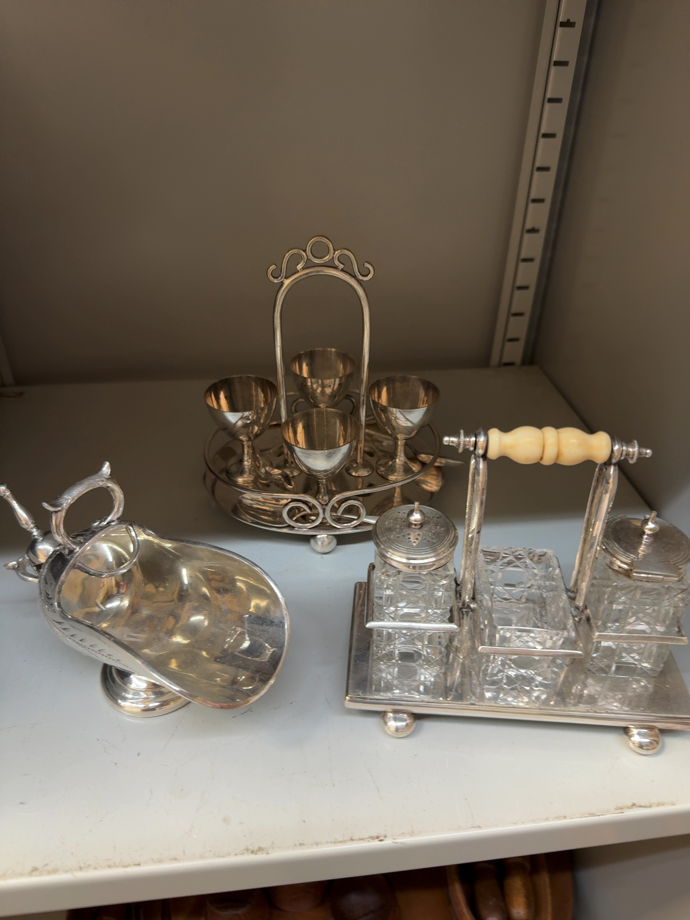 A Trio of Late Victorian and Edwardian Style Silver-Plated Table Accessories