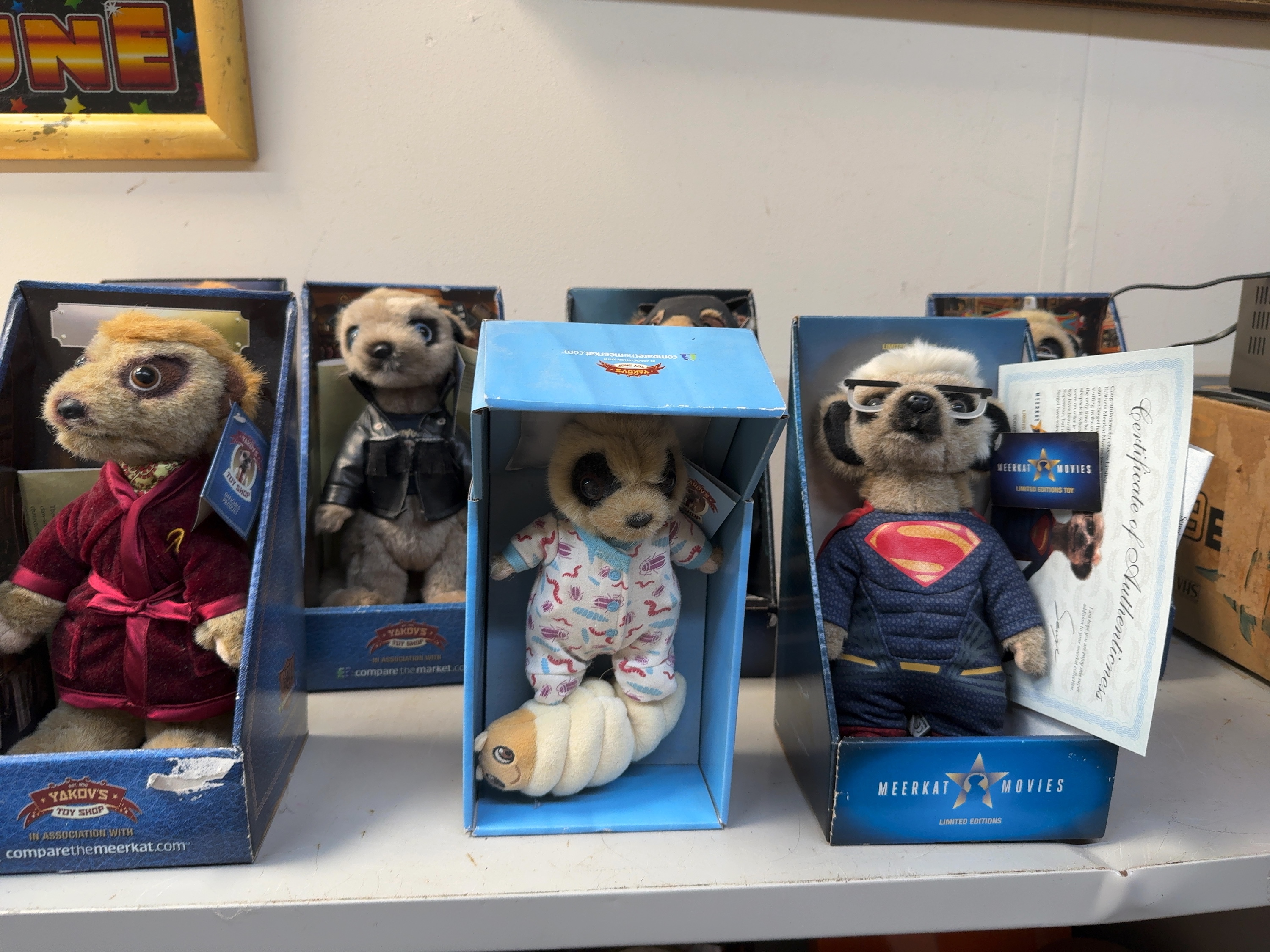 A Collection of Seven Compare the Meerkat Plush Toys by Yakov's Toy Shop
