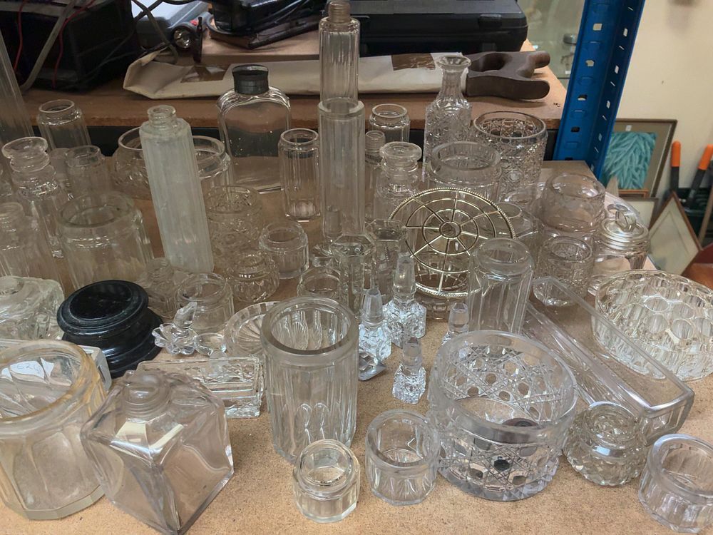 Lot 210: A Collection of Cut Glass and Crystal, Including Lead Crystal Decanters and Enamelled Glassware