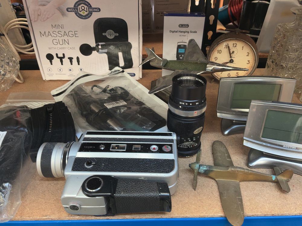 Lot 215: An Assortment of Vintage Photographic Equipment including a Yashica Super-40K Camera and Modern Electronics