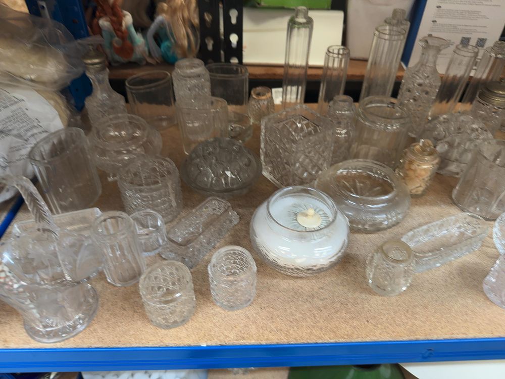 Lot 222: A Large Collection of Cut, Pressed, and Plain Glassware Including Dressing Table and Tableware Items