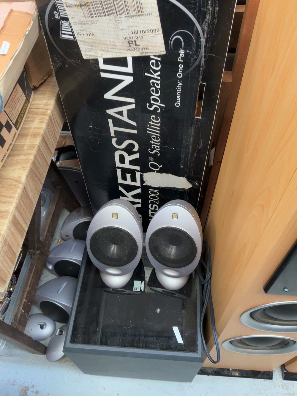 Lot 257: A Collection of KEF HTS2001 Satellite Speakers and Subwoofer