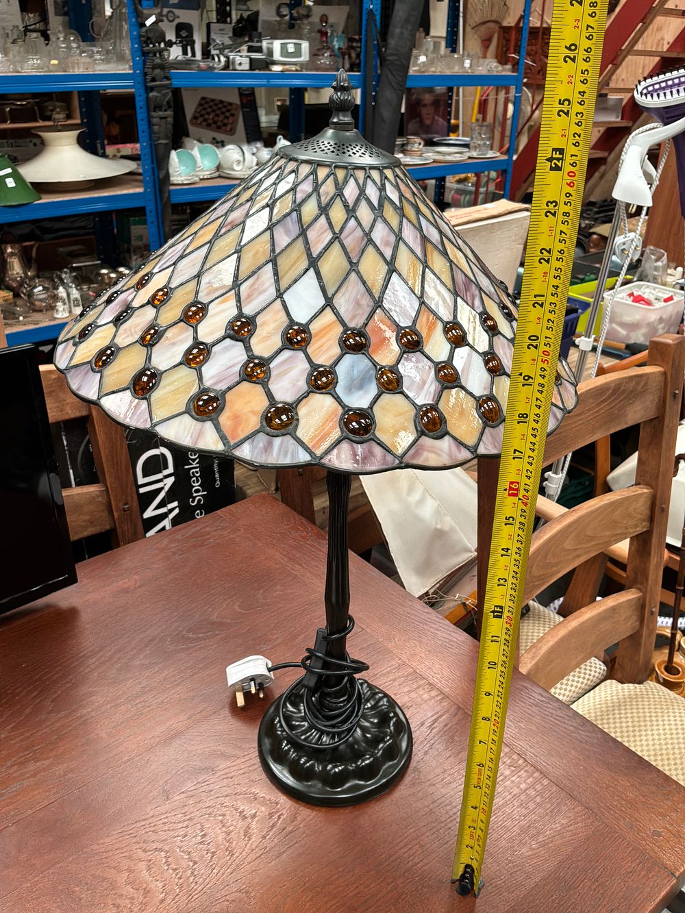 Lot 293: A Large Tiffany-style Leaded Glass Table Lamp