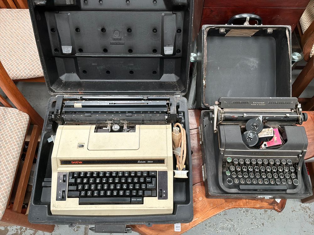 Lot 304: Two Portable Typewriters comprising a Brother Selecta 7500 and an Underwood Universal